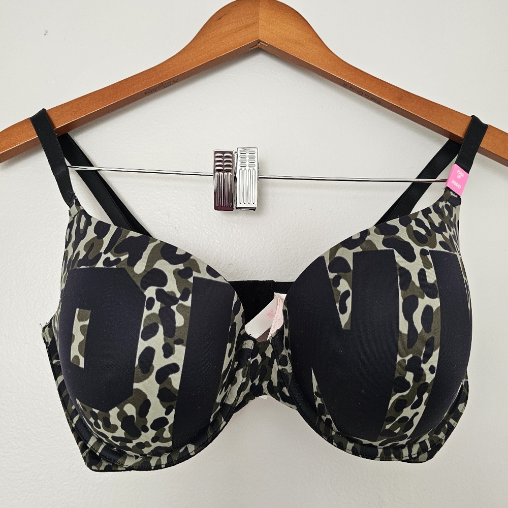 NWT Victorias Secret PINK wear everywhere padded push up bra green camo 36DD